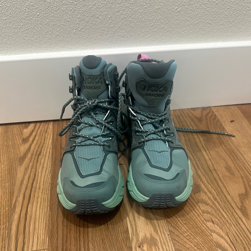 Hoka Anacapa Mid GTX Hiking Boots - Gray and Green